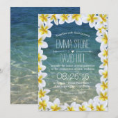 Classy Plumeria Floral Lijst Beach Wedding Kaart (Voorkant / Achterkant)