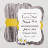 Classy Plumeria Flowers & Wood Beach Wedding Kaart (Voorkant / Achterkant)