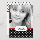 Classy Polka 2 Photo Graduation Faire-part (Devant / Derrière)
