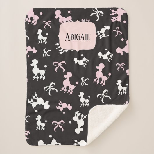 Classy Poodles Pink and Black Theme Sherpa Deken (Voorkant)