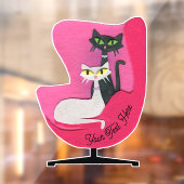 Classy Pretty Atomic Cats in Bright Pink Chair Raamsticker (Vel 2)