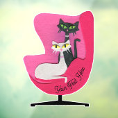 Classy Pretty Atomic Cats in Bright Pink Chair Raamsticker (Vel 3)