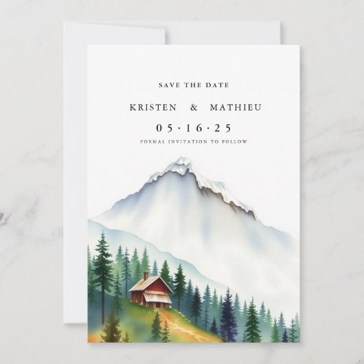 Classy Printable Mountain Save The Date (Voorkant)