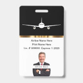 Classy Private Airline Pilot Photo ID Badge (Voorzijde)