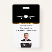 Classy Private Airline Pilot Photo ID Badge (Achterkant)