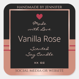 Classy Productverpakkingslabel Zwart en Roos Goud Vierkante Sticker