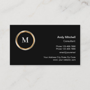 Classy Professional Monogram Business Consultant Visitekaartje