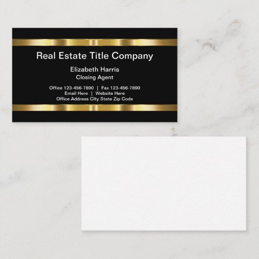 Classy Professional Real Estate Title Company Visitekaartje (Voorkant / Achterkant)