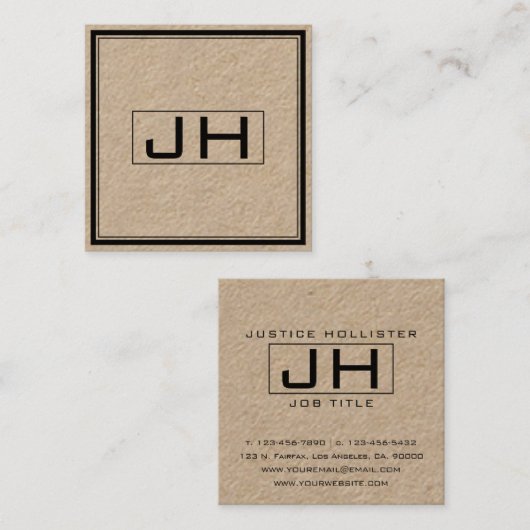 Classy Professioneel Monogram Vierkante Visitekaartje (Voorkant / Achterkant)