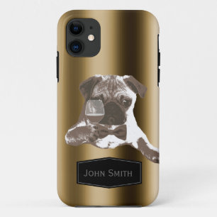 Classy Pug & Wine Aangepaste naam iPhone 5 Hoesje