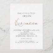 Classy Quinceanera Birthday Party Script Real Foli Folie Uitnodiging (Voorkant)