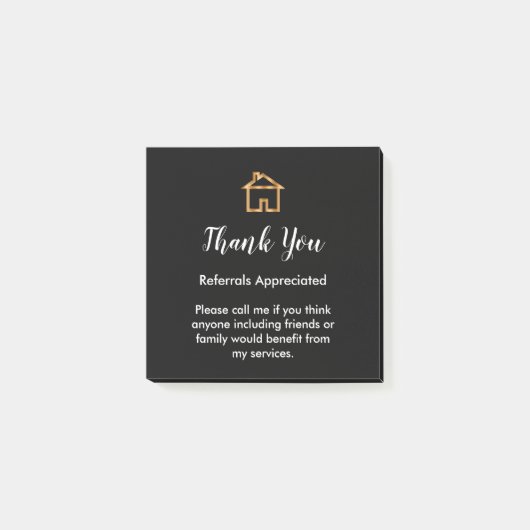 Classy Real Estate Agent Referral Bedankt Opmerkin Post-it® Notes (Voorkant)