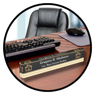 Classy Real Estate Broker Desk Name Borden Naambordje