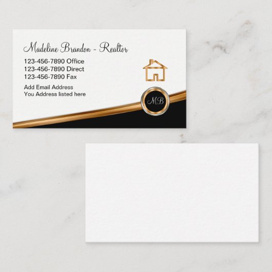 Classy Realtor Real Estate Theme Visitekaartje (Voorkant / Achterkant)