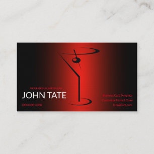 Classy Red Martini Metallic Bartender Sjabloon Visitekaartje