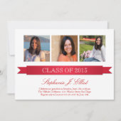 Classy red ribbon 3, uitnodiging voor afstuderen (Voorkant)