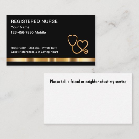Classy Registered Nurse Theme Visitekaartje (Voorkant / Achterkant)