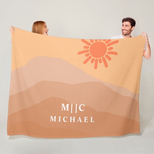 Classy retro abstracte moderne berggolf fleece deken (In situ)