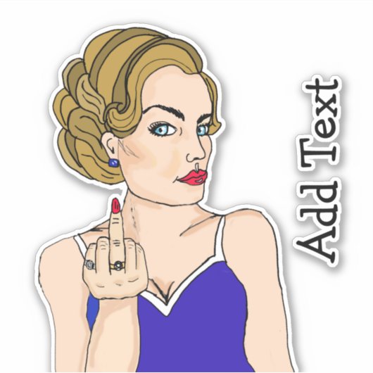Classy Retro Lady Flipping the Bird Sticker (Voorkant)