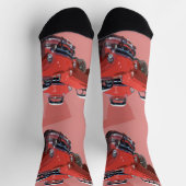 Classy Retro Red White,  klassieke auto's, Sokken (Top)