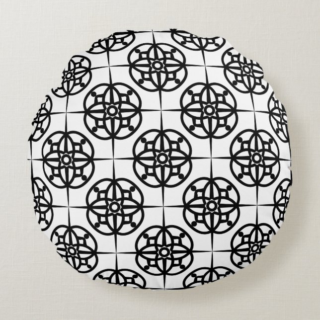 Classy Retro Vibe geometrisch patroon Rond Kussen (Voorkant)