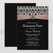 Classy Ribbon & Damask Diamond Retirement Party Kaart (Voorkant / Achterkant)