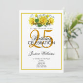 Classy Romantische Gele Rozen Verjaardag Kaart (Staand voorkant)