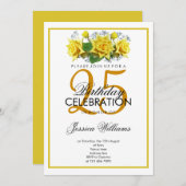 Classy Romantische Gele Rozen Verjaardag Kaart (Voorkant / Achterkant)