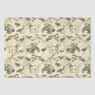 Classy Romeins Mozaïek Dieren Beige Tissuepapier