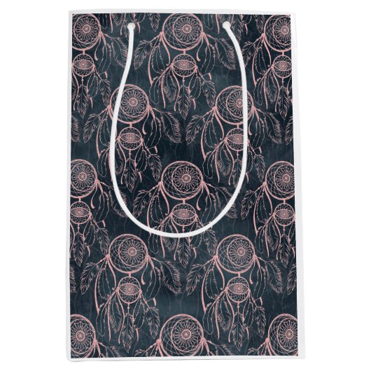 Classy Roos Gold dreamcatcher Gray Pattern Medium Cadeauzakje (Voorkant)