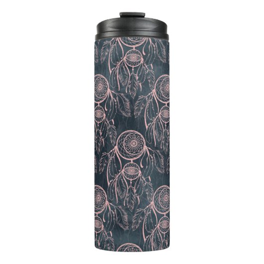 Classy Roos Gold dreamcatcher Gray Pattern Thermosbeker (Voorkant)