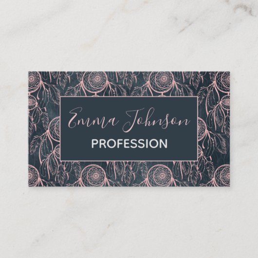 Classy Roos Gold dreamcatcher Gray Pattern Visitekaartje (Voorkant)