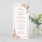 Classy Roos Gold Lijst Floral Wedding Menu (Staand voorkant)