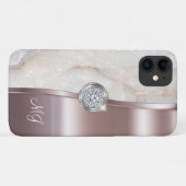 Classy Roos Gold Monogram Diamond Jewel Art Case-Mate iPhone Case (Achterkant (horizontaal))