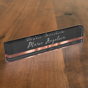 Classy Roos Gold Tone Monogram Desk Naambordje