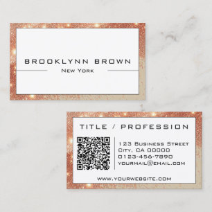 Classy Roos Gold White Lichtgevende Glitter QR-cod Visitekaartje