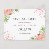 Classy Roos Gouden Stippen Bloemen Bruiloft Save t Aankondigingskaart (Voorkant)