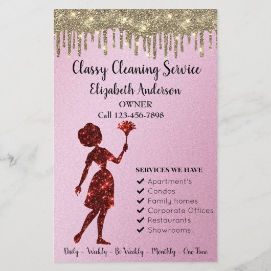 Classy Roos Logo Maid Schoonmaakdiensten Modern Flyer (Achterkant)