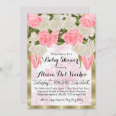 Classy Roos Theme Baby shower Uitnodiging (Voorkant / Achterkant)