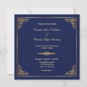 Classy Royal Blue Gold Frame Faire-part de mariage (Devant)