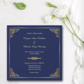 Classy Royal Blue Gold Frame Faire-part de mariage