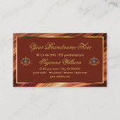 Classy Royal Brown Gold Crown met Monogram Nobly Visitekaartje (Achterkant)