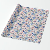 Classy Roze & Blauwe Bloem Bunch Cadeaupapier (Uitgerold)
