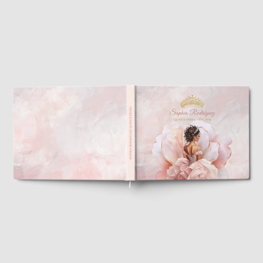 Classy Roze Bloem Jurk Quinceanera Custom Gastenboek (Volledig)