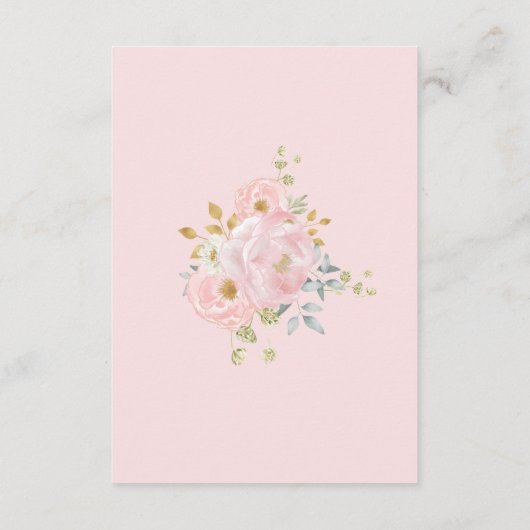 Classy Roze Gouden Botanische Bloemen Bruiloft Det Informatiekaartje (Achterkant)