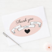 Classy roze Hartelijk dank voor uw bestelling en v Ovale Sticker (Envelop)
