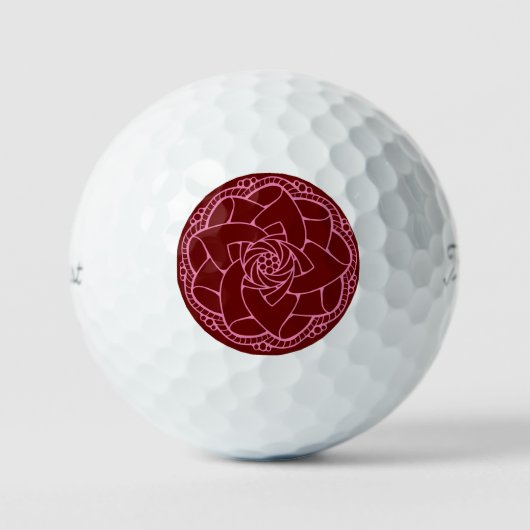 Classy Roze & Rode Mandala Golfballen (Voorkant)