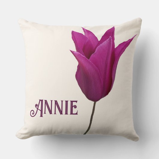 Classy roze tulp Een monogram aanpasbaar kussen (Voorkant)