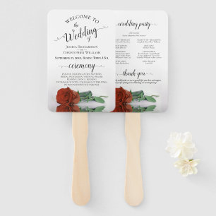 Classy Rust Oranje Roos Elegant Wedding Programme Handwaaier