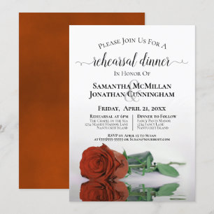 Classy Rust Oranje Roos Wedding Rehearsal Dinner Kaart
